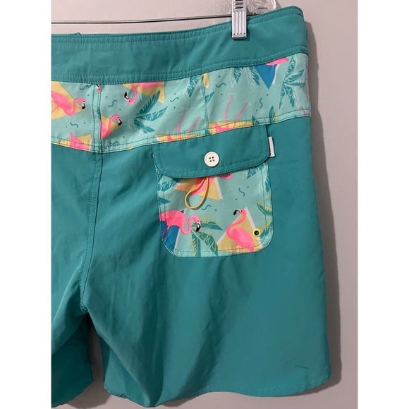 Chubbies Board Shorts Men's 38 Green Print Swim Trunks Drawstring - Picture 10 of 15